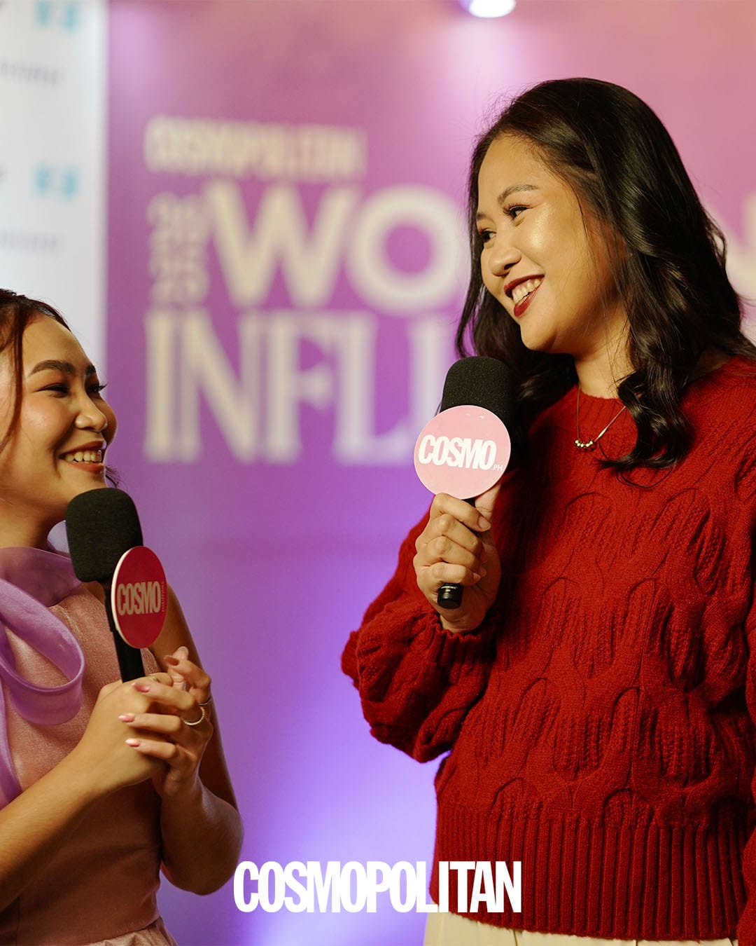 Cosmo's Sr. Staff Writer for Beauty Cheska Santiago, interviewing Summit Media Deputy Group Publisher Iza Santos.